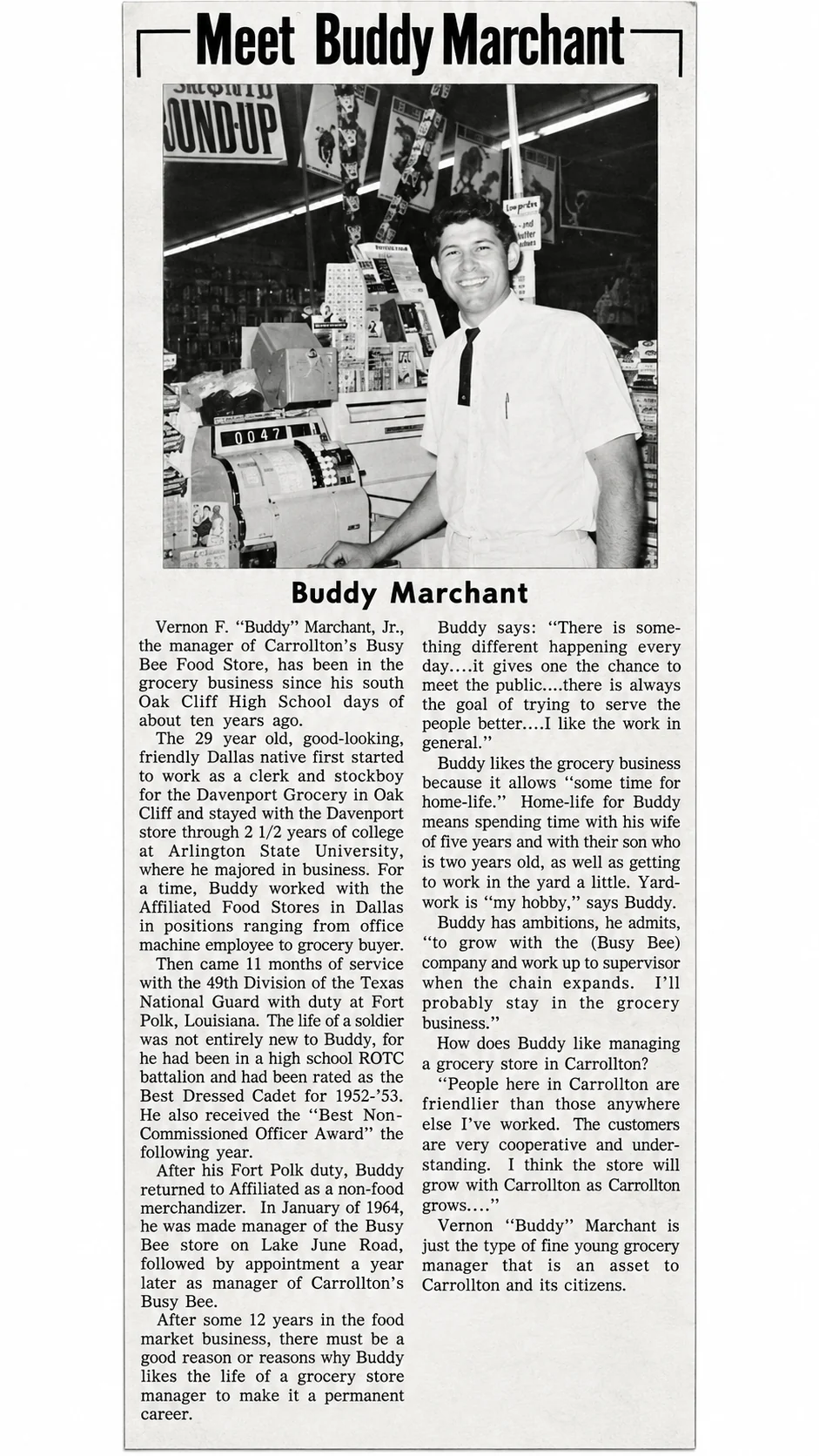 Newspaper profile: Meet Buddy Marchant